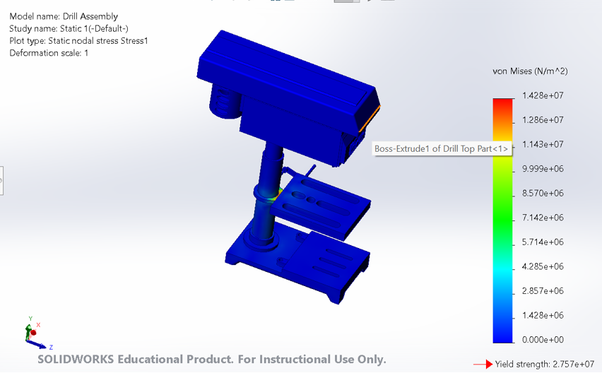 Drill Assembly Static Nodal Stress von Mises Simulation