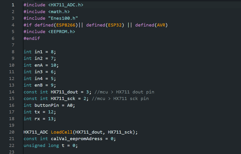 Arduino C++ Firmware Pin Allocations and Libraries
