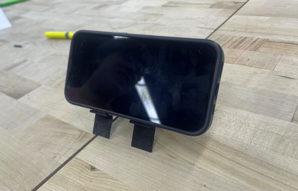 Physical 3D Printed Phone Stand in Landscape Orientation with iPhone 14 Pro